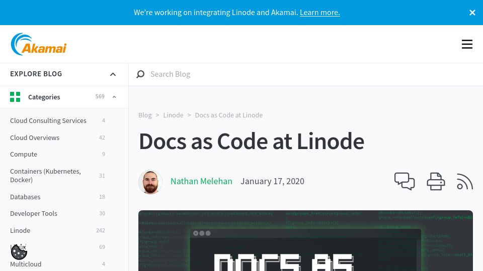 Screenshot of linode.com: Docs as Code at Linode (2020)