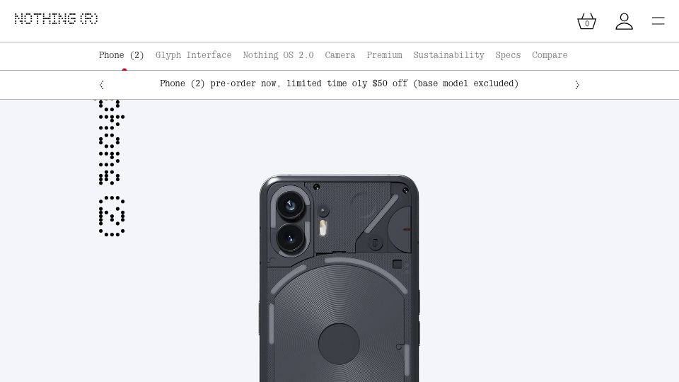 Screenshot of us.nothing.tech: Nothing Phone (2)