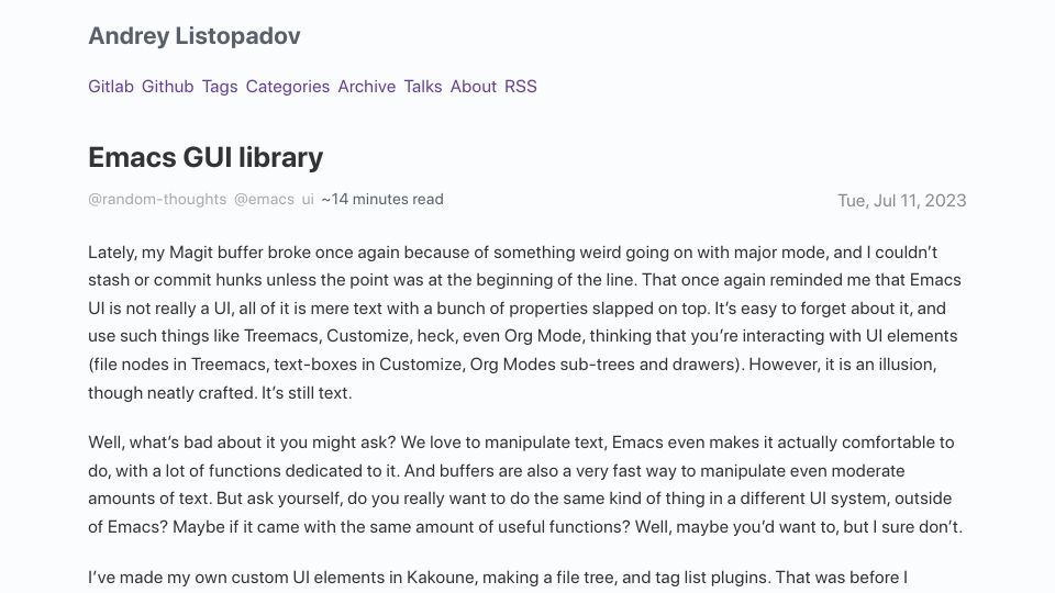 Screenshot of andreyor.st: Emacs GUI Library