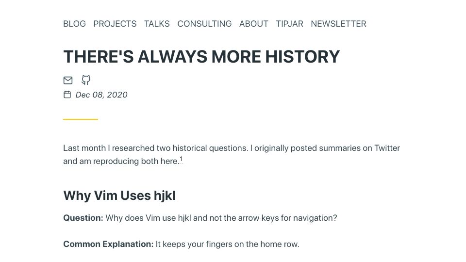 Screenshot of hillelwayne.com: There's always more history (2020)