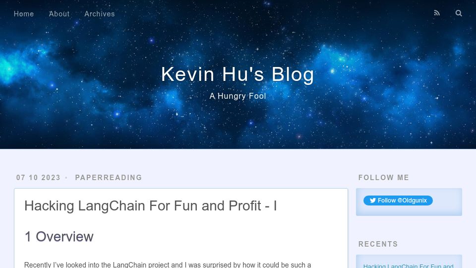 Screenshot of blog.kevinhu.me: Understanding LangChain Basic Concepts