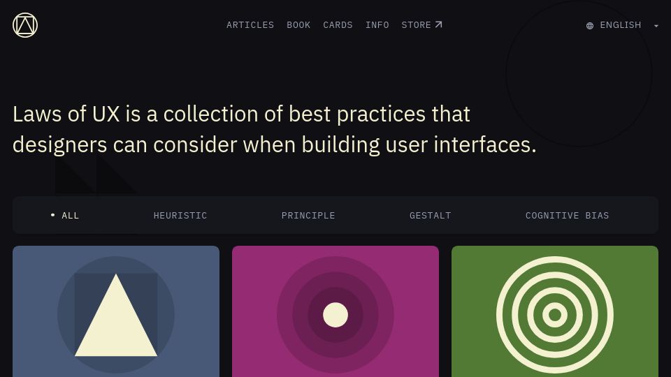 Screenshot of lawsofux.com: Laws of UX
