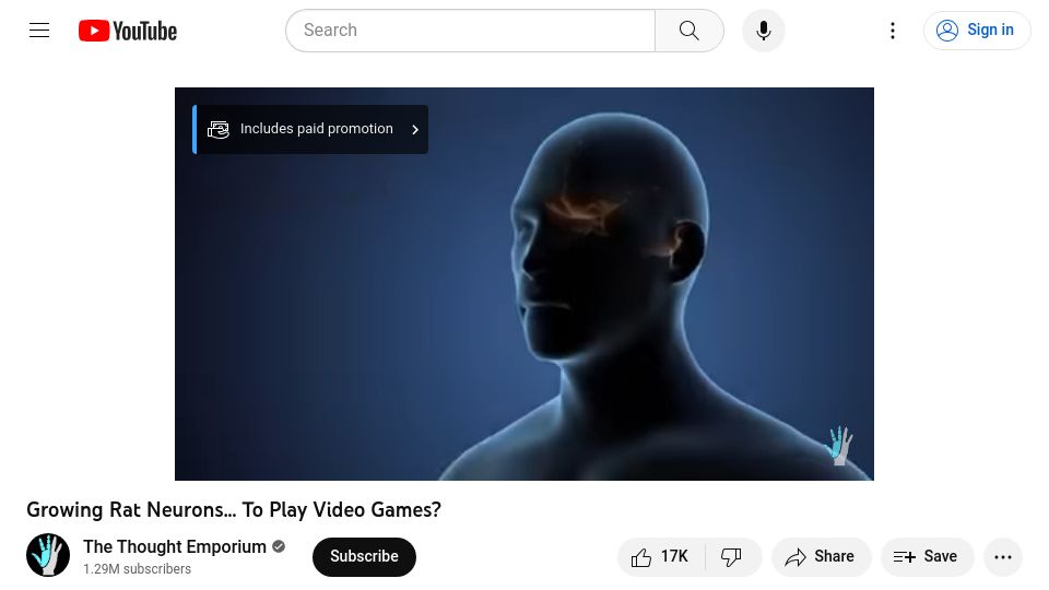 Screenshot of youtube.com: Growing Rat Neurons to Play Video Games [video]