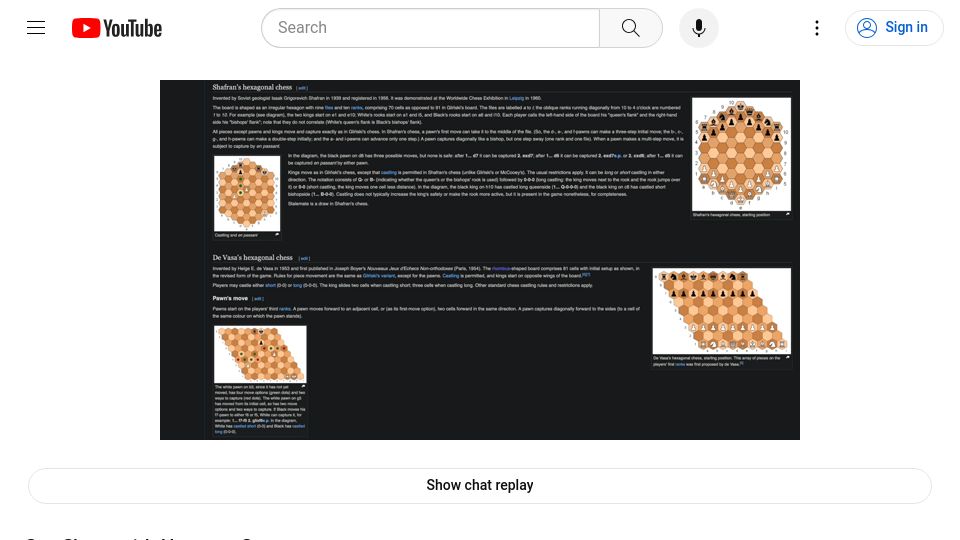 Screenshot of youtube.com: Can Chess, with Hexagons? [video]