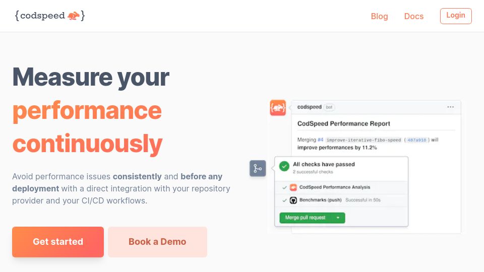 Screenshot of codspeed.io: Show HN: CodSpeed – Continuous Performance Measurement