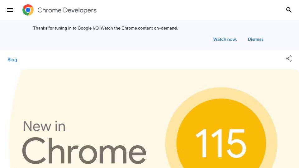 Screenshot of developer.chrome.com: New in Chrome 115
