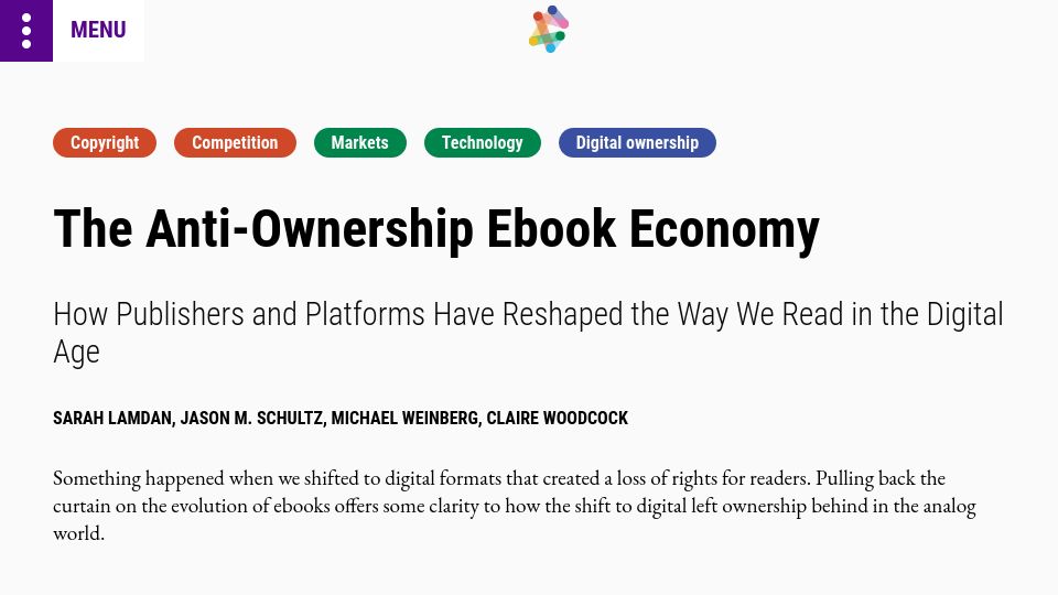 Screenshot of nyuengelberg.org: The Anti-Ownership eBook Economy