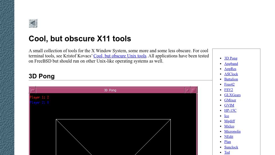 Screenshot of cyber.dabamos.de: Cool, but obscure X11 tools (2019)