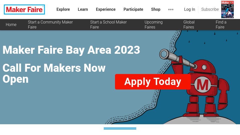 Screenshot of makerfaire.com: Maker Faire Bay Area Returns