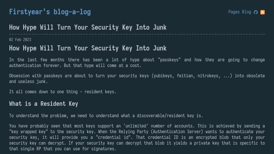 Screenshot of fy.blackhats.net.au: Passkeys will come at a cost