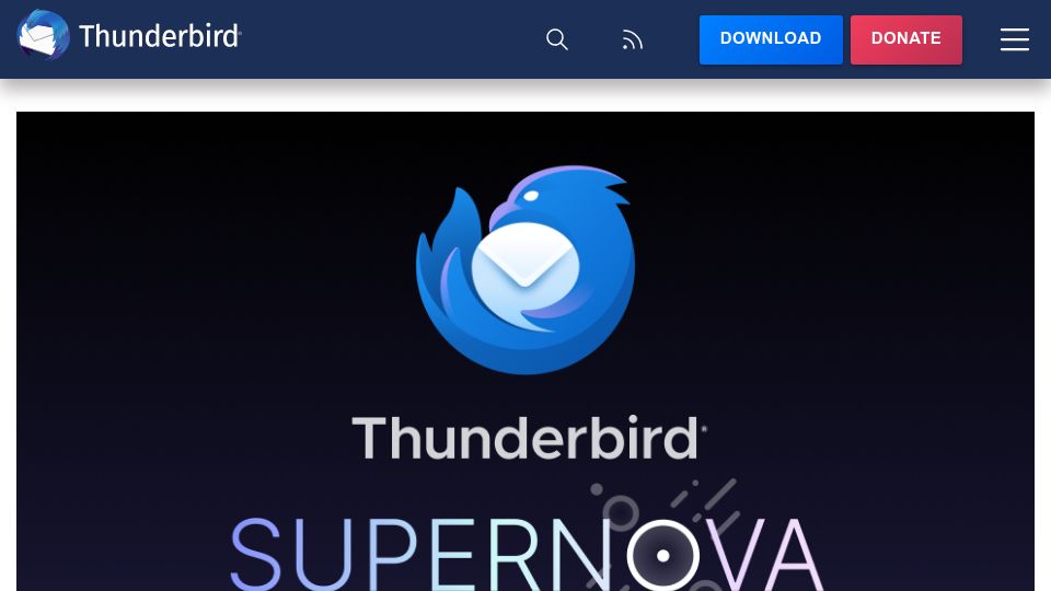 Screenshot of blog.thunderbird.net: Thunderbird 115 “Supernova”
