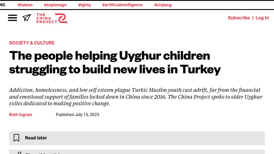 Screenshot of thechinaproject.com: People helping Uyghur children struggling to build new lives in Turkey