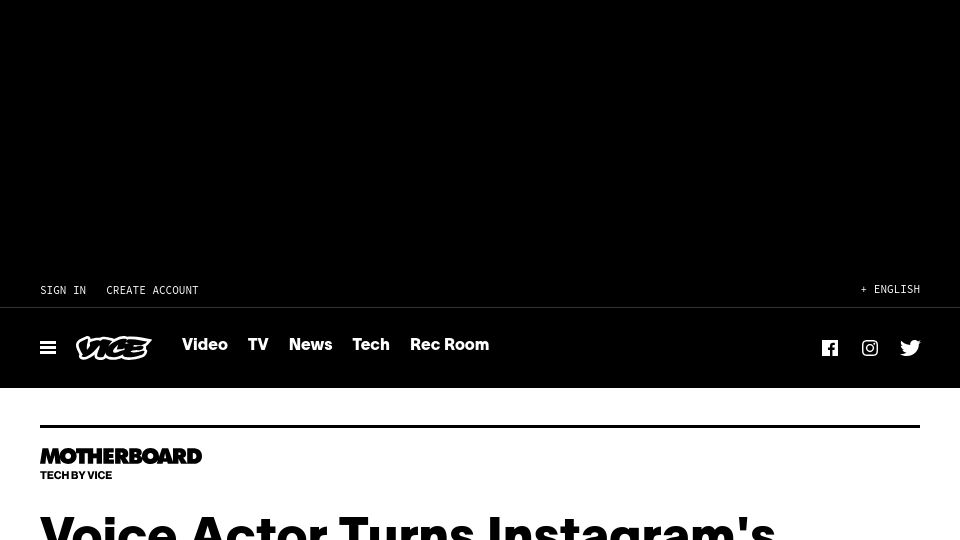 Screenshot of vice.com: Voice Actor Turns Instagram's Terms of Service into 51-Minute Sleep Aid