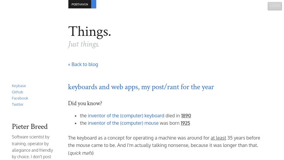 Screenshot of pb.co.za: Keyboards and web apps, my post/rant for the year