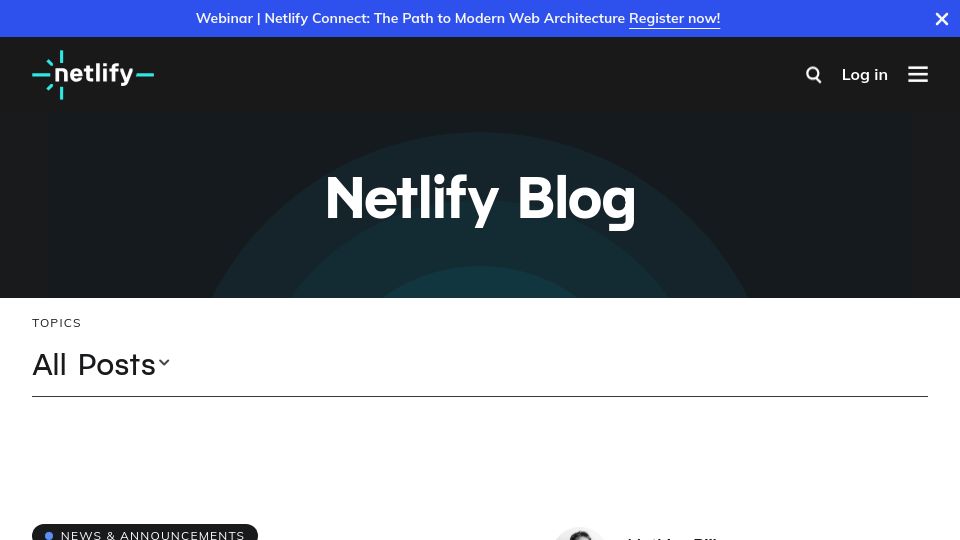 Screenshot of netlify.com: CEO Announcement to the Netlify Team