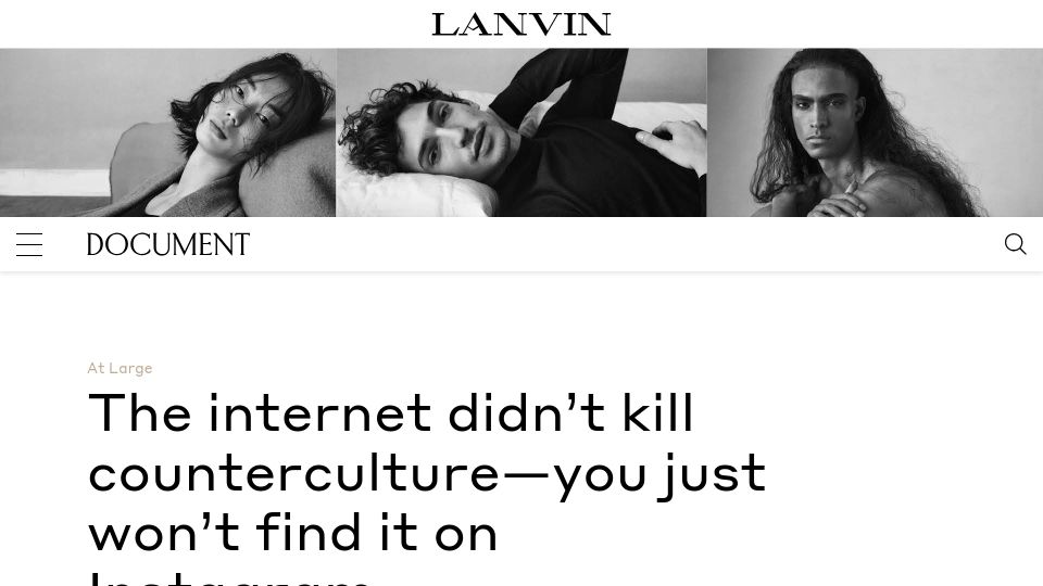 Screenshot of documentjournal.com: The internet didn’t kill counterculture, it's just not on Instagram (2021)
