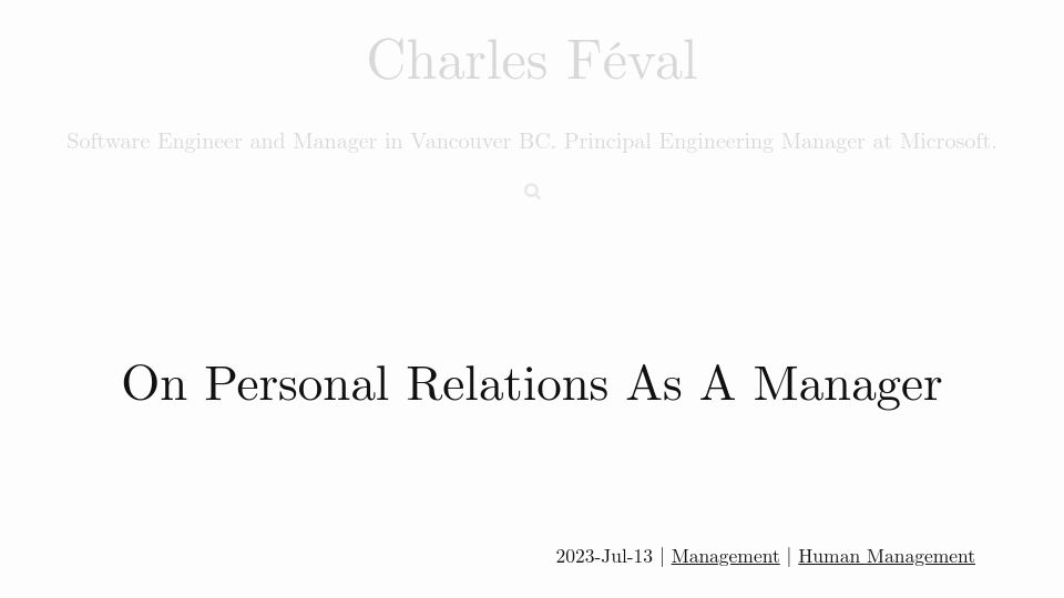 Screenshot of fev.al: Personal relations as a manager