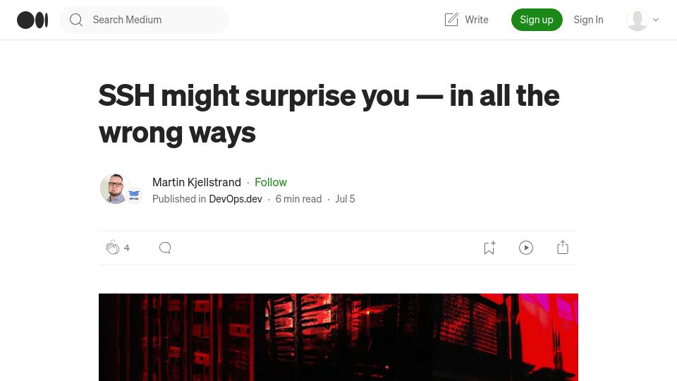 Screenshot of blog.devops.dev: OpenSSH has some peculiar handling around command line arguments