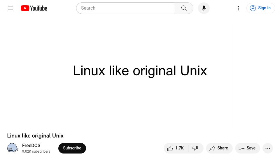 Screenshot of youtube.com: Linux like original Unix [video]