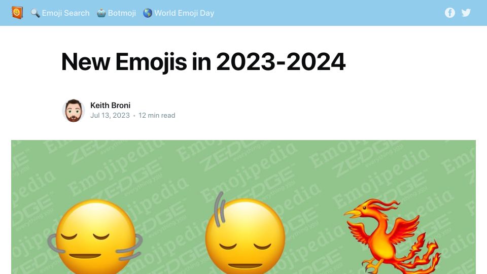 Screenshot of blog.emojipedia.org: New emojis in 2023-2024