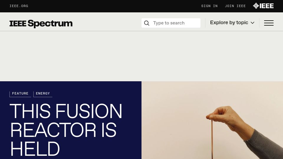 Screenshot of spectrum.ieee.org: Fusion reactor is held together with tape