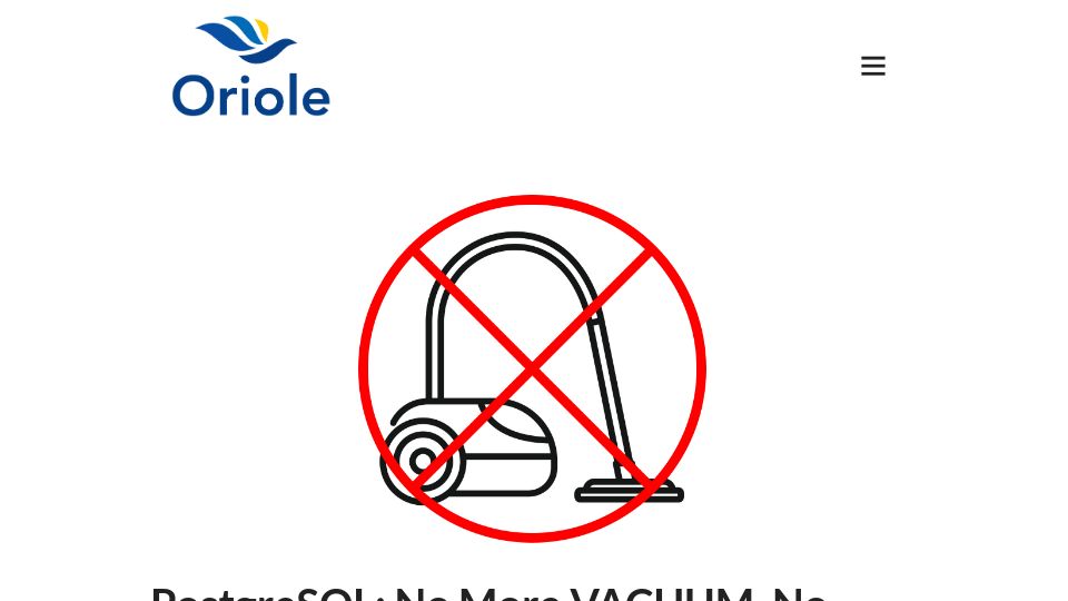 Screenshot of orioledata.com: PostgreSQL: No More Vacuum, No More Bloat