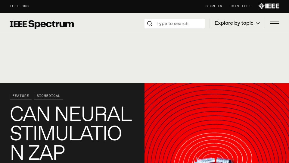 Screenshot of spectrum.ieee.org: Neural stimulation as a treatment for addiction