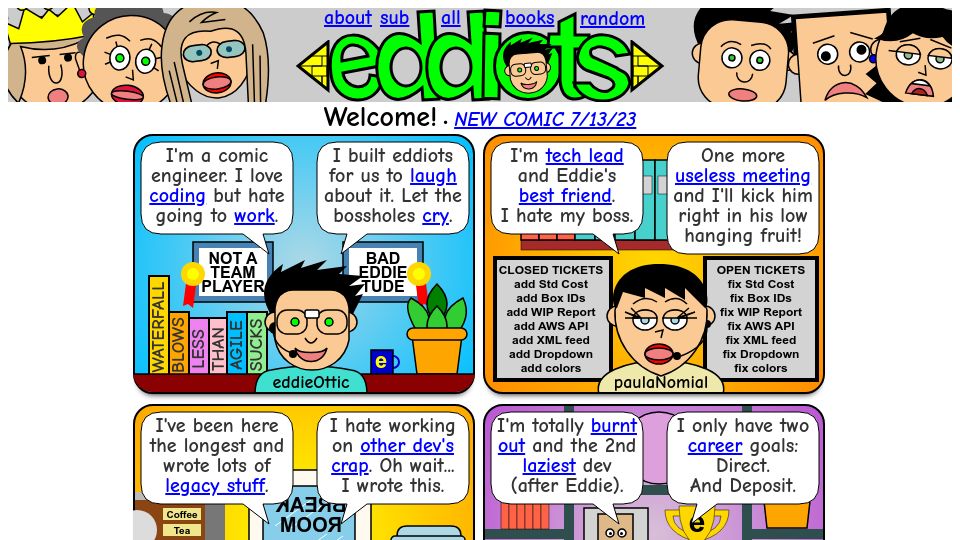 Screenshot of eddiots.com: Eddiots