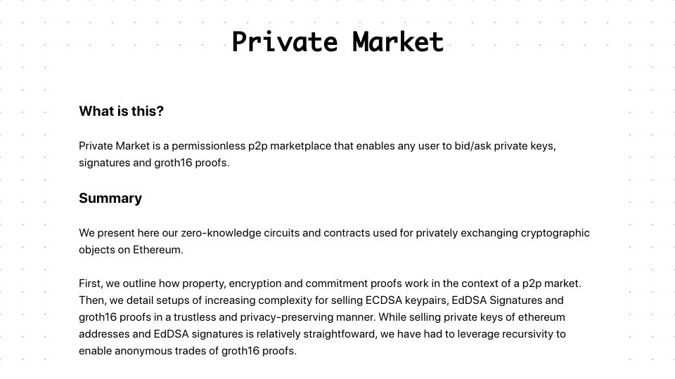 Screenshot of privatemarket.dev: Private Market