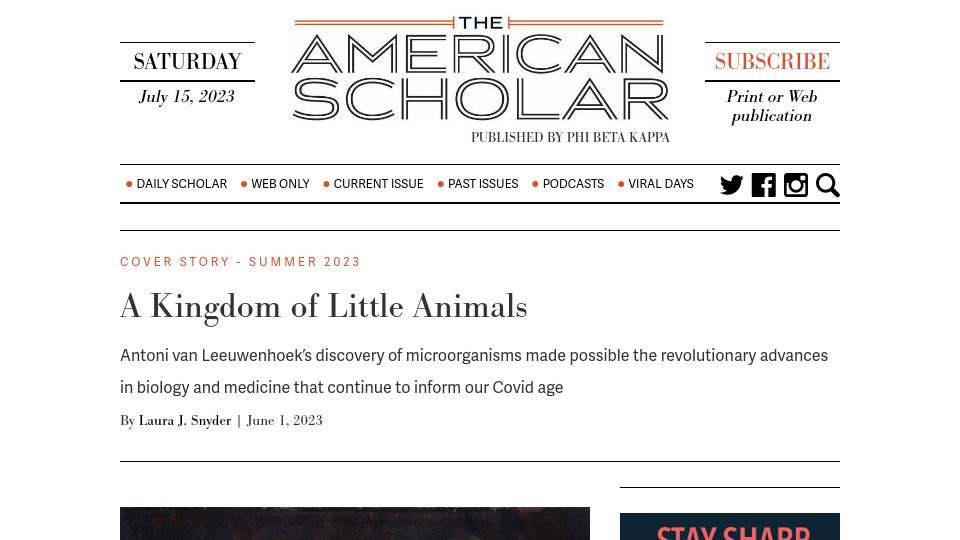 Screenshot of theamericanscholar.org: A Kingdom of Little Animals