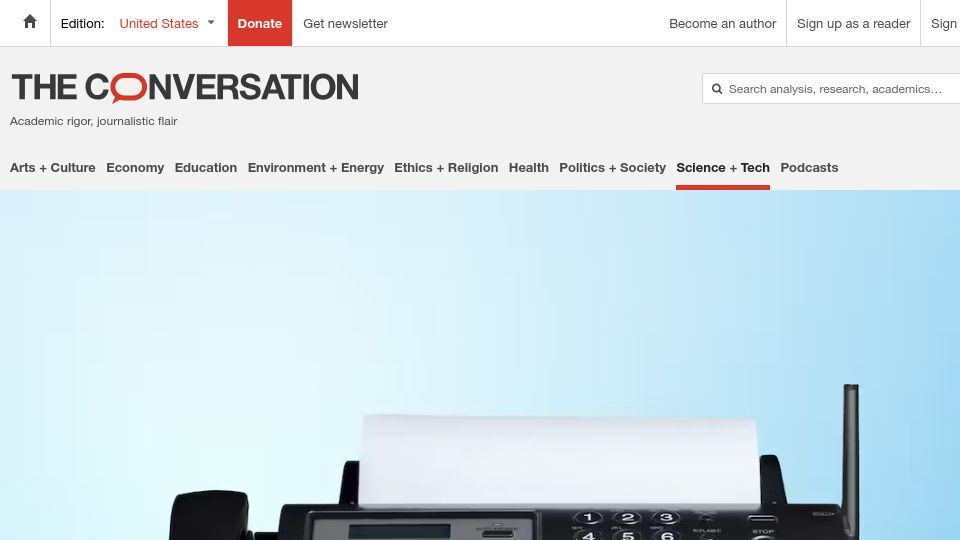 Screenshot of theconversation.com: Japan’s love affair with the fax machine (2021)