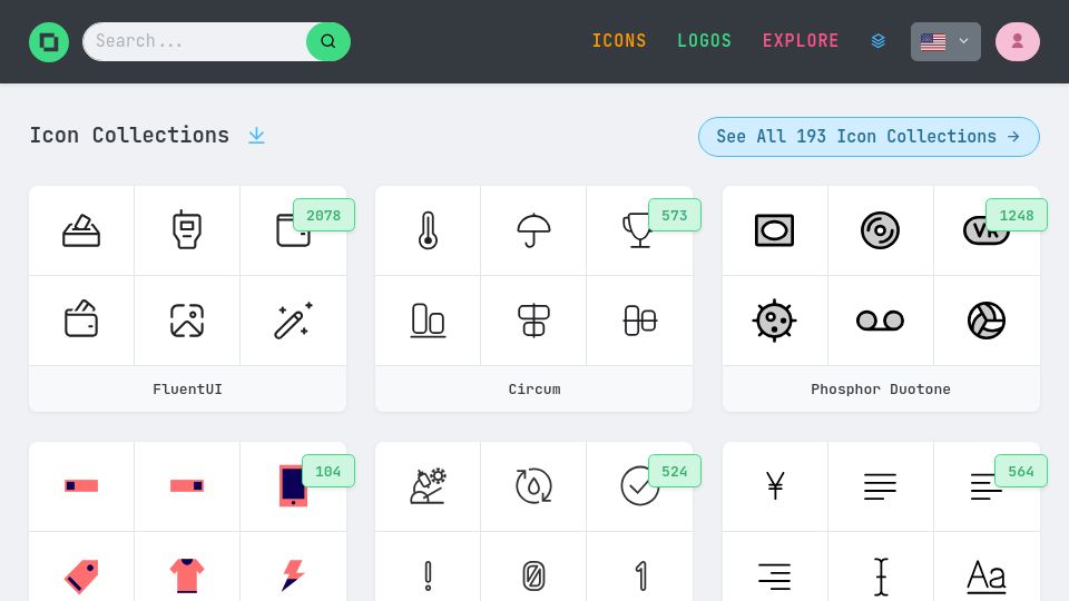 Screenshot of svgmix.com: SVGmix is a massive collection of free SVG icons and brand logos