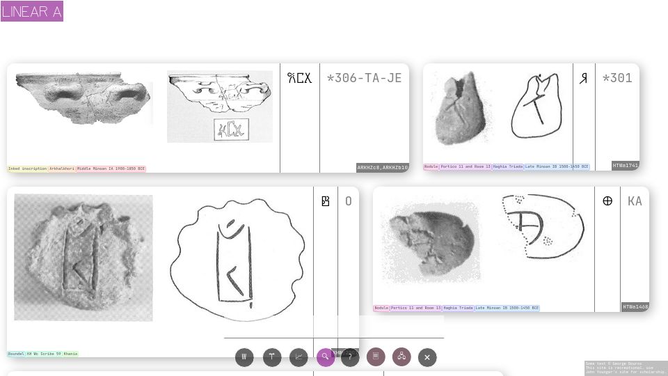 Screenshot of lineara.xyz: Exploring Linear A