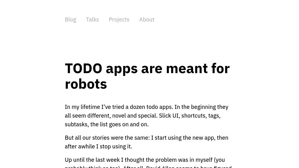 Screenshot of frantic.im: TODO apps are meant for robots