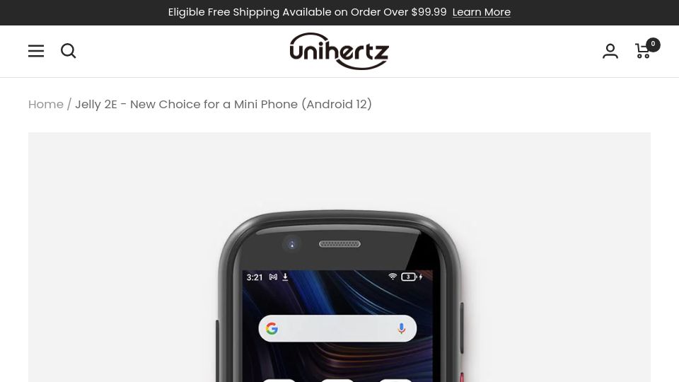 Screenshot of unihertz.com: Unihertz Jelly 2E – smartphone with 3“ screen