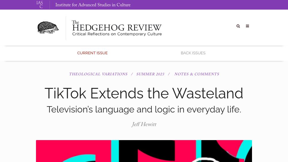 Screenshot of hedgehogreview.com: TikTok Extends the Wasteland