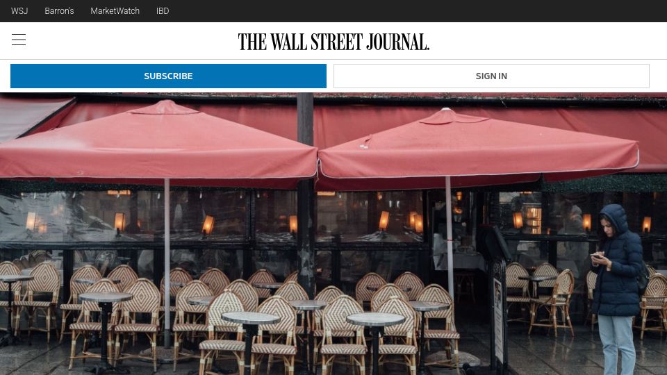 Screenshot of wsj.com: Europeans Are Becoming Poorer