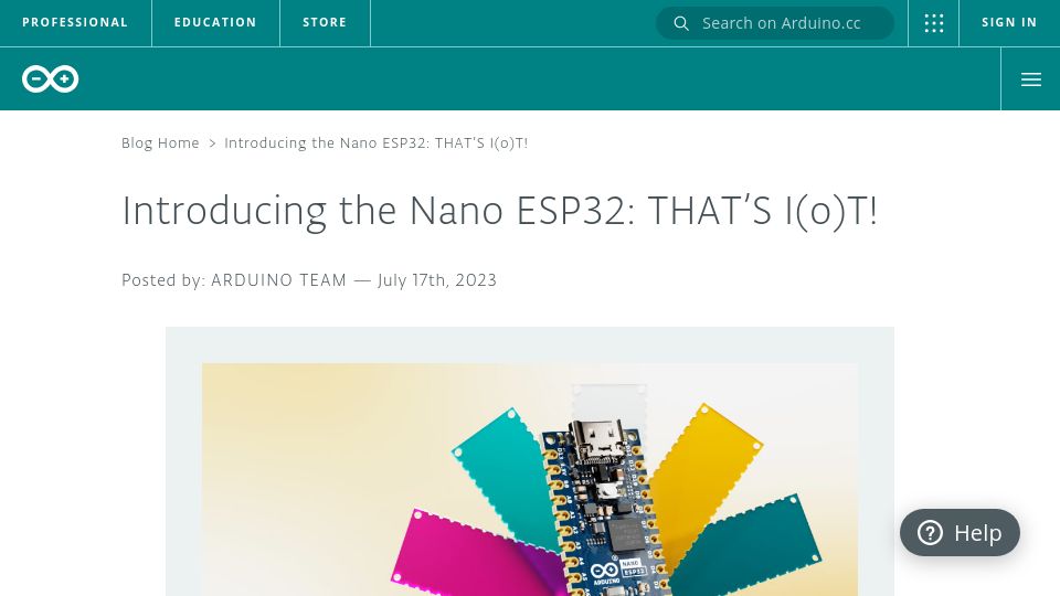 Screenshot of blog.arduino.cc: The Nano ESP32