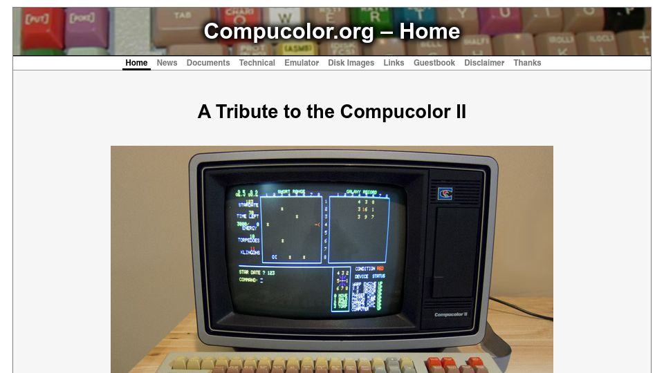 Screenshot of compucolor.org: A Tribute to the Compucolor II (2013)