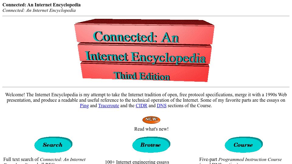 Screenshot of u20.freesoft.org: Connected: An Internet Encyclopedia (1997)