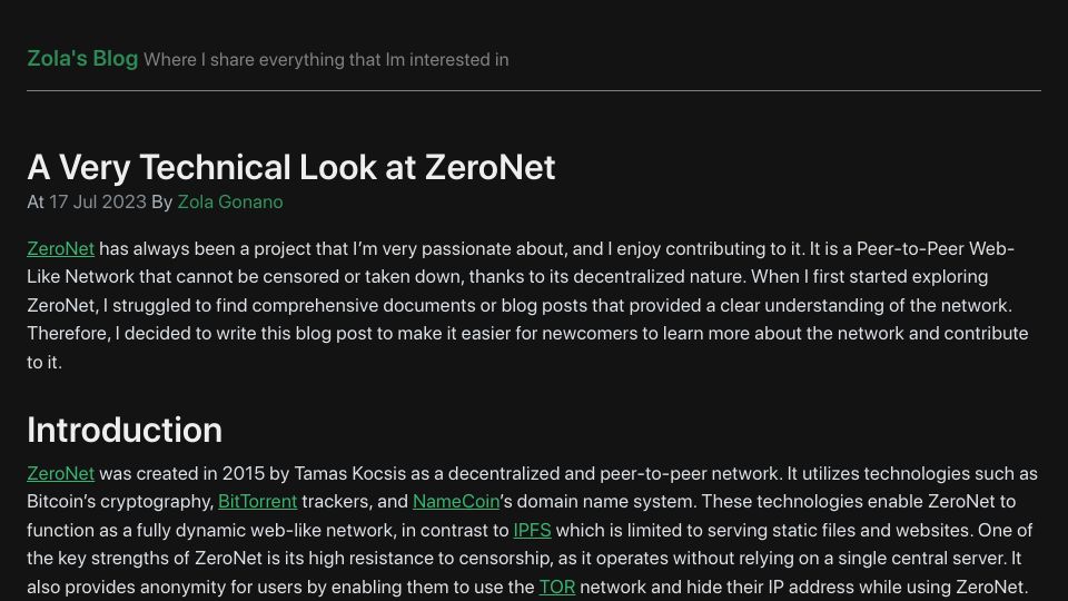 Screenshot of znano.eu.org: A technical look at ZeroNet