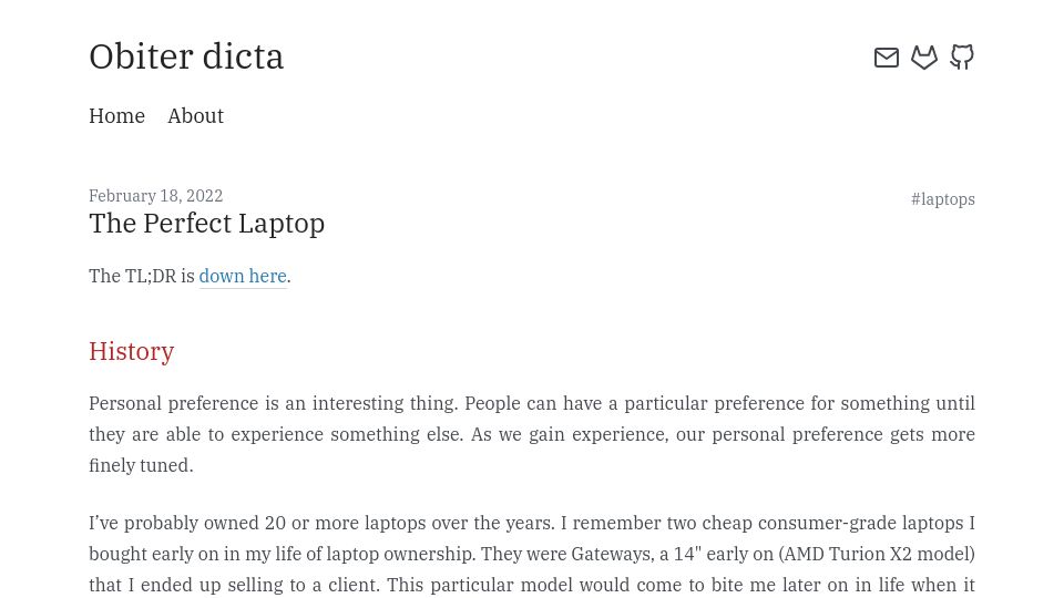 Screenshot of blog.brossia.com: The Perfect Laptop