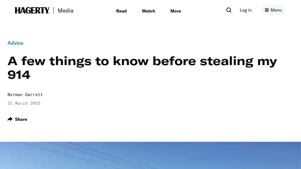 Screenshot of hagerty.com: A few things to know before stealing my 914 (2022)