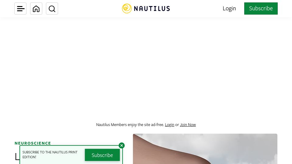 Screenshot of nautil.us: Loss of smell may be an early sign of brain diseases
