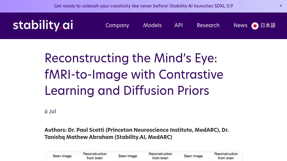 Screenshot of stability.ai: fMRI-to-image with contrastive learning and diffusion priors