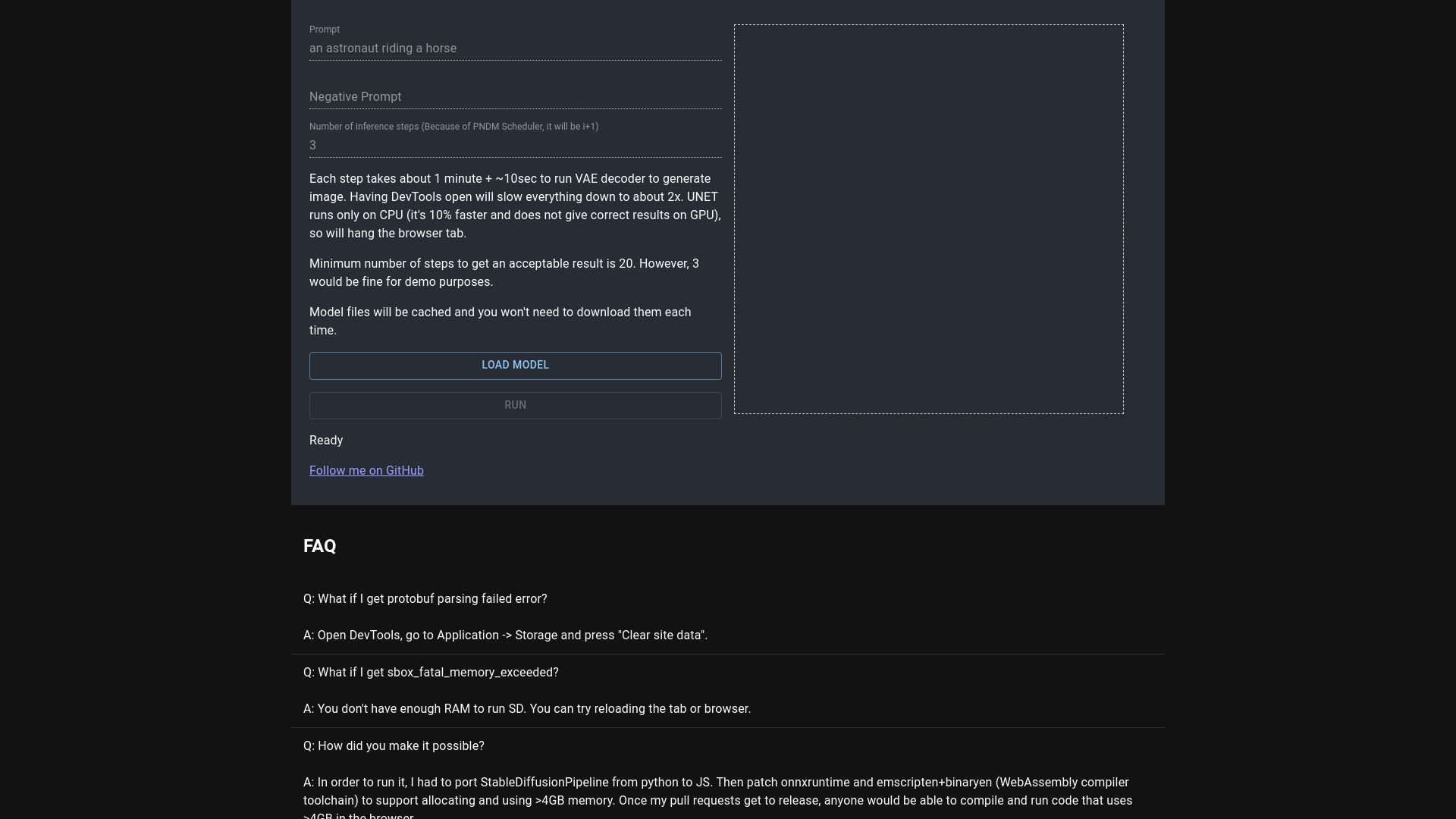 Screenshot of islamov.ai: Stable Diffusion WebGPU demo