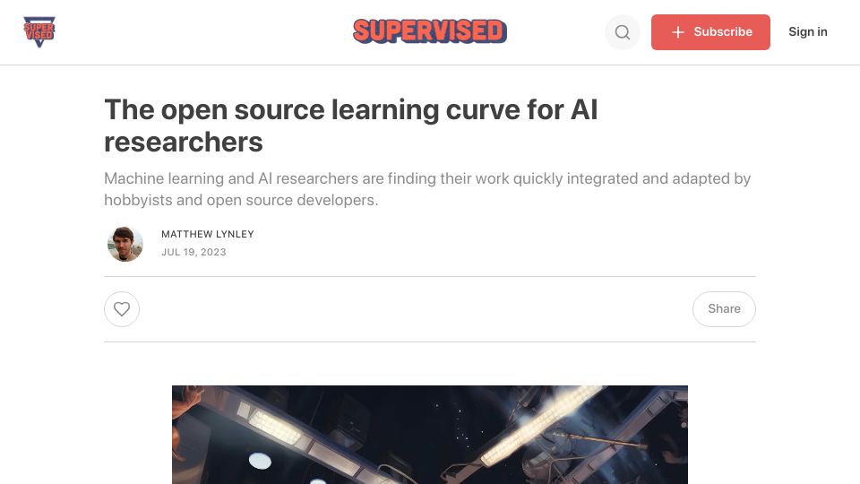 Screenshot of supervised.news: The open source learning curve for AI researchers