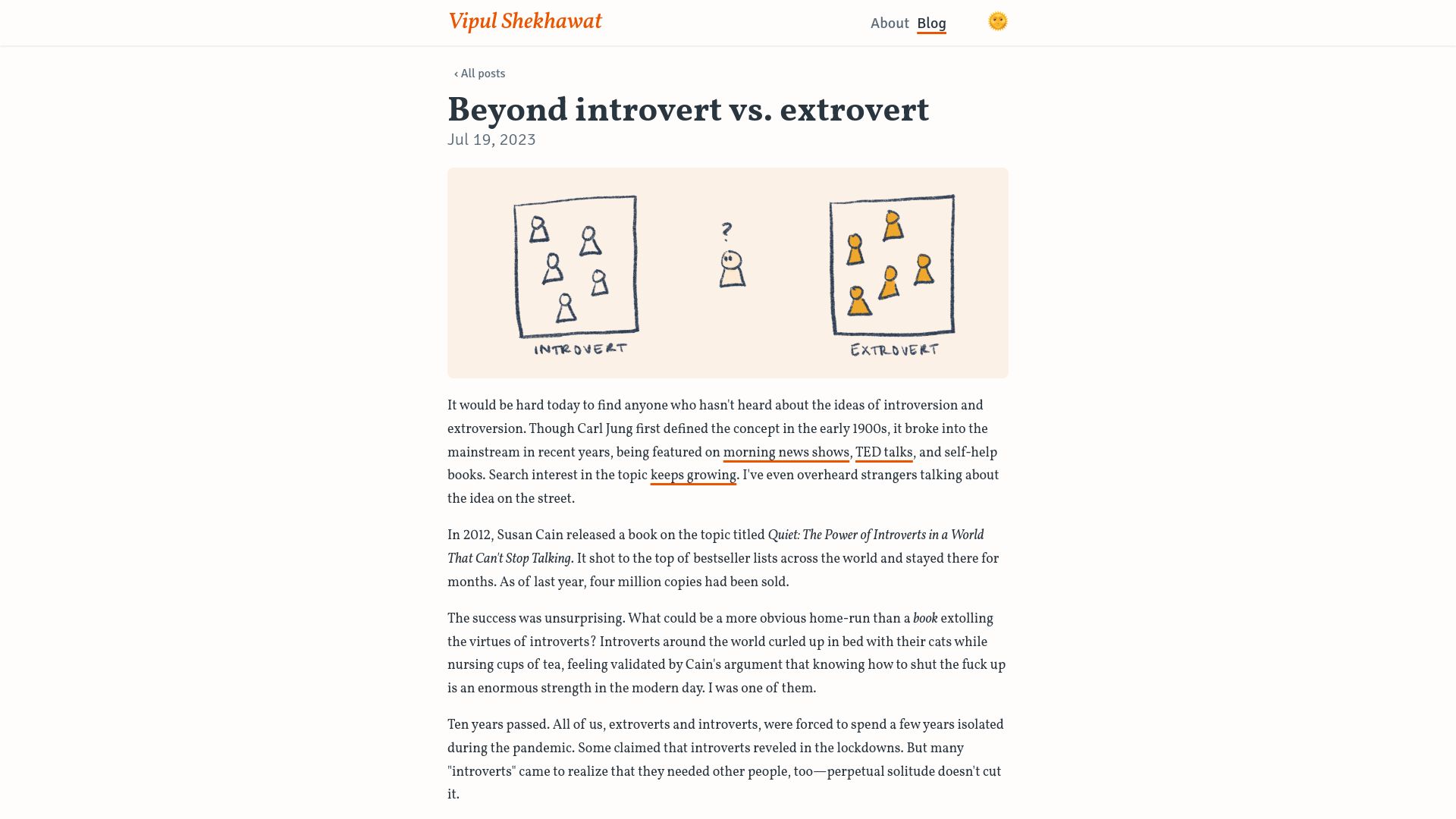 Screenshot of vipshek.com: Beyond introvert vs. extrovert