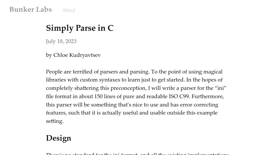 Screenshot of pencil.toast.cafe: Simply Parse in C