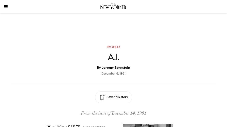 Screenshot of newyorker.com: A.I. (1981)